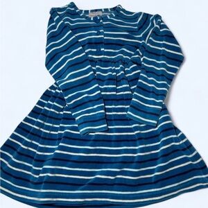Hanna Anderson Girls Blue Striped Long Sleeve Dress